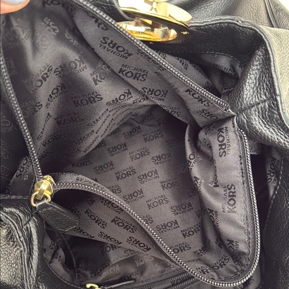 Michael Kors Black Pebbled Leather Tote with Gold Accents - Picture 9 of 10